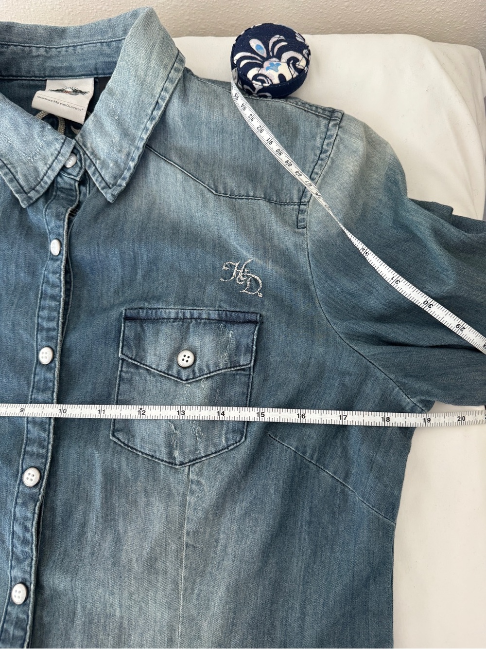 Harley-Davidson® Women's Genuine Classic Denim Long Sleeve Snap Button Shirt M - Picture 11 of 11